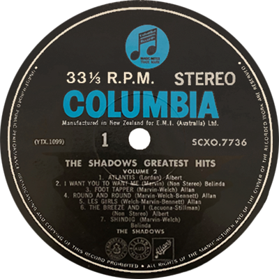 33OSX.7736 Side 1 - Manufactured in New Zealand for E.M.I (Australia) Ltd.